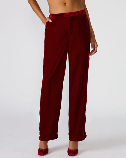 TONIA Red Velvet Wide-Leg Trouser Women's Pants | Steve Madden