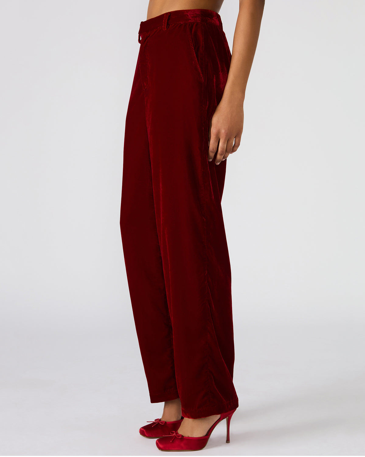 TONIA Red Velvet Wide-Leg Trouser Women's Pants | Steve Madden