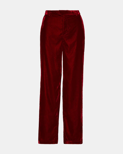 TONIA Red Velvet Wide-Leg Trouser Women's Pants | Steve Madden