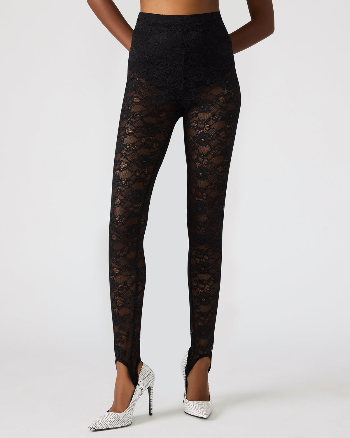 SANDRINE Black Lace Mesh Women's Pant | Steve Madden