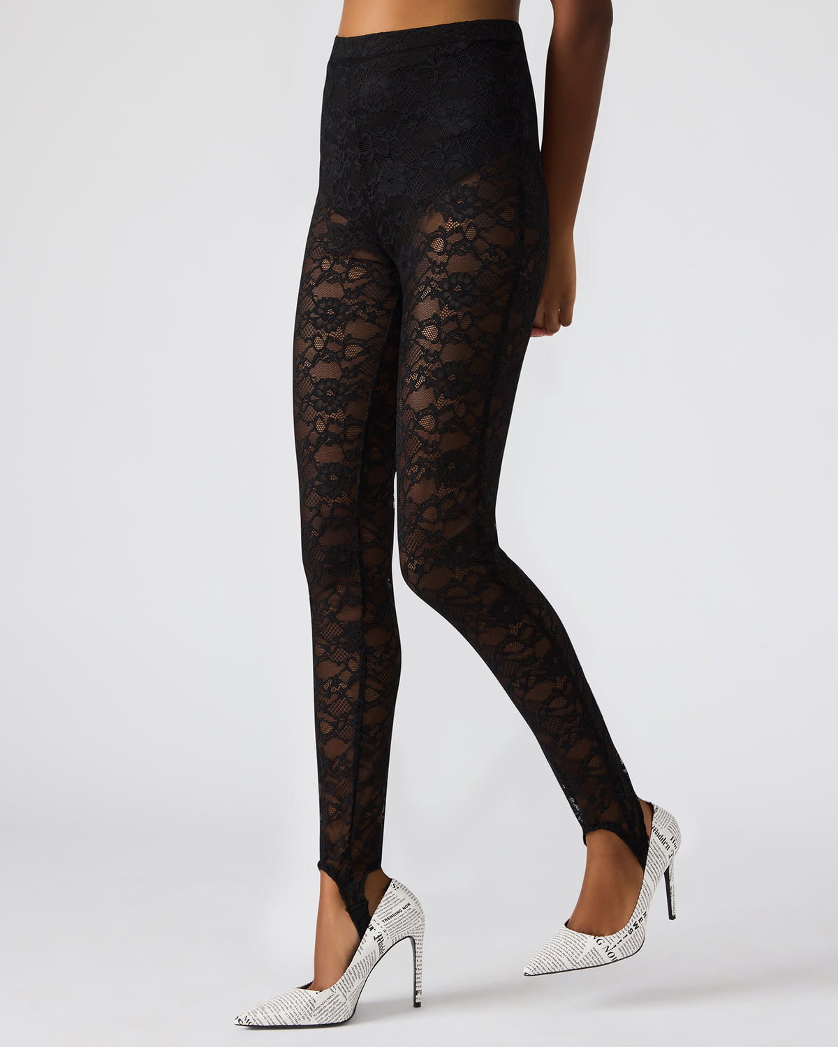 SANDRINE Black Lace Mesh Women's Pant | Steve Madden
