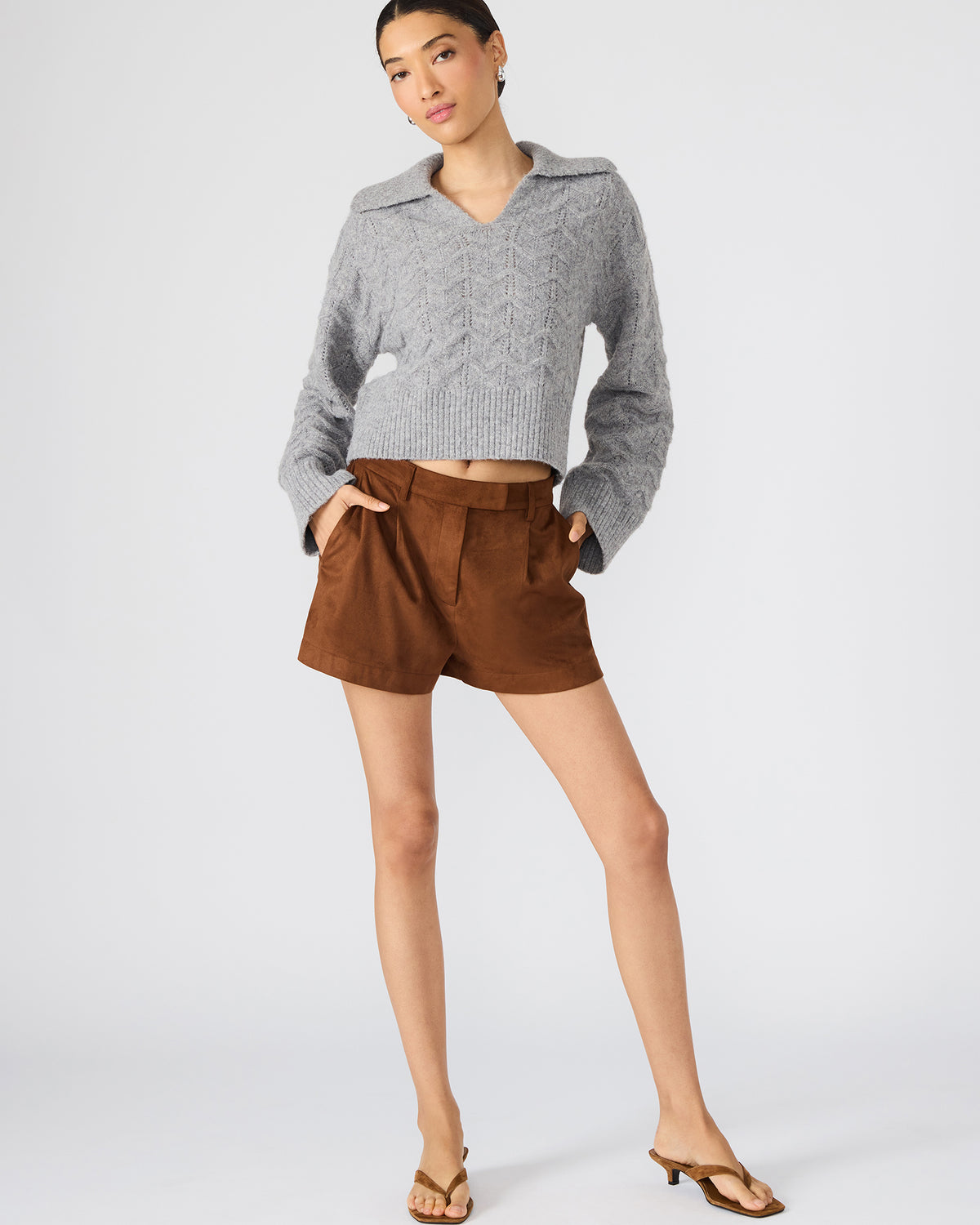 IMELDA Chicory Coffee Faux-Suede Trouser Women's Shorts | Steve Madden