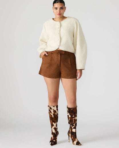 IMELDA Chicory Coffee Faux-Suede Trouser Women's Shorts | Steve Madden