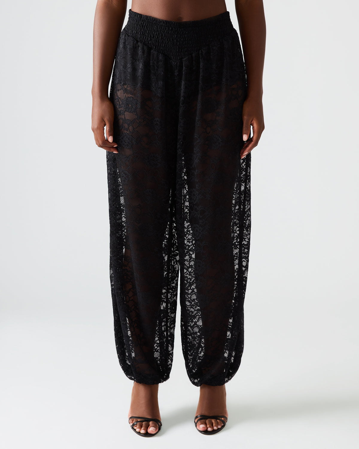 ALARA Black Lace Mesh Overlay Women's Pant | Steve Madden