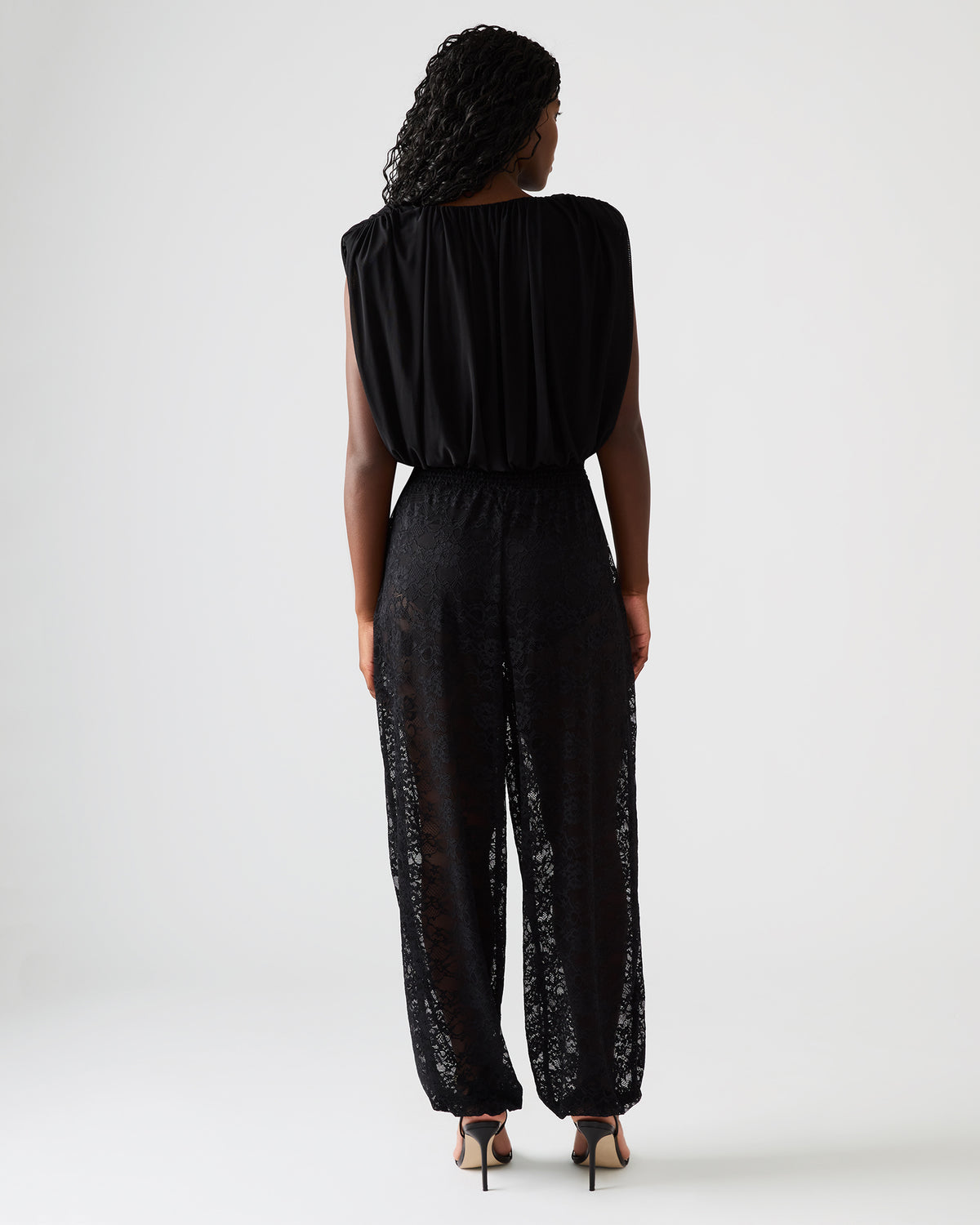 ALARA Black Lace Mesh Overlay Women's Pant | Steve Madden