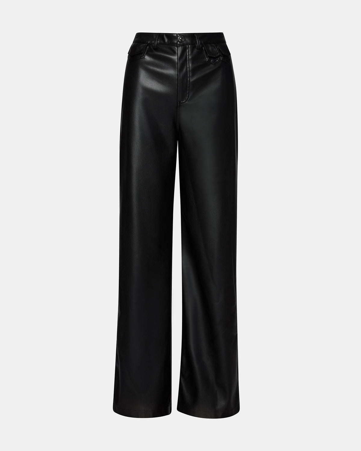 GERALDINE Black Faux Leather Straight-Leg Women's Pants | Steve Madden