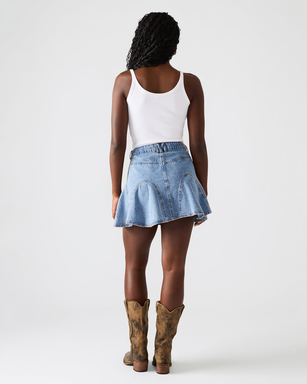 MELANY Forever Blue Denim Pleated Mini Women's Skirt | Steve Madden