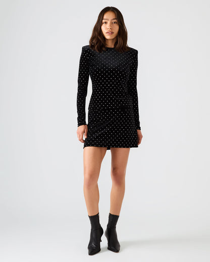 CINDI Black Studded Velvet Rhinestone Embellished Women's Skirt | Steve Madden