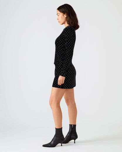 CINDI Black Studded Velvet Rhinestone Embellished Women's Skirt | Steve Madden
