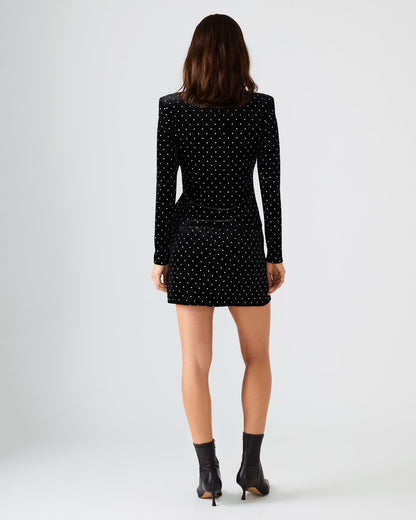 CINDI Black Studded Velvet Rhinestone Embellished Women's Skirt | Steve Madden