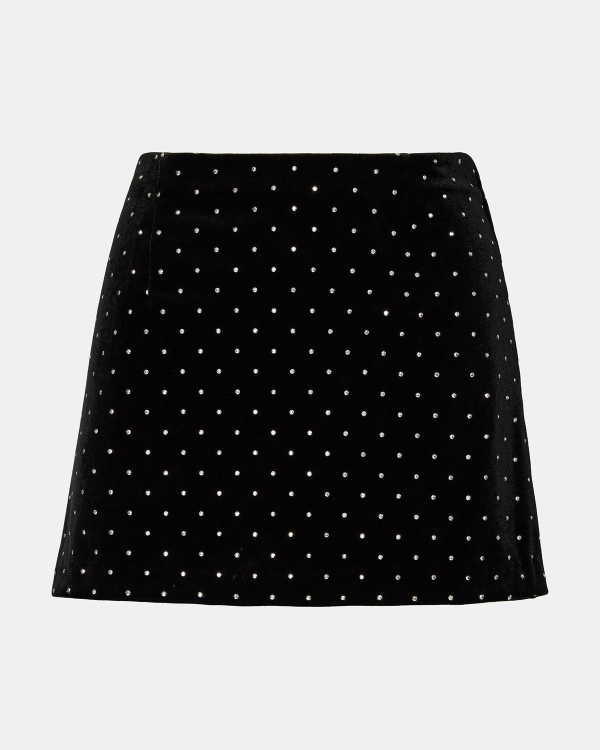 CINDI Black Studded Velvet Rhinestone Embellished Women's Skirt | Steve Madden