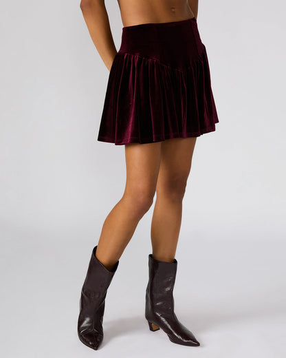 JAYLA Wine Flowy Velvet Women's Mini Skirt | Steve Madden
