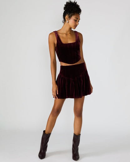 JAYLA Wine Flowy Velvet Women's Mini Skirt | Steve Madden
