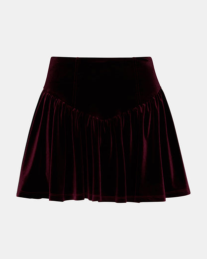 JAYLA Wine Flowy Velvet Women's Mini Skirt | Steve Madden