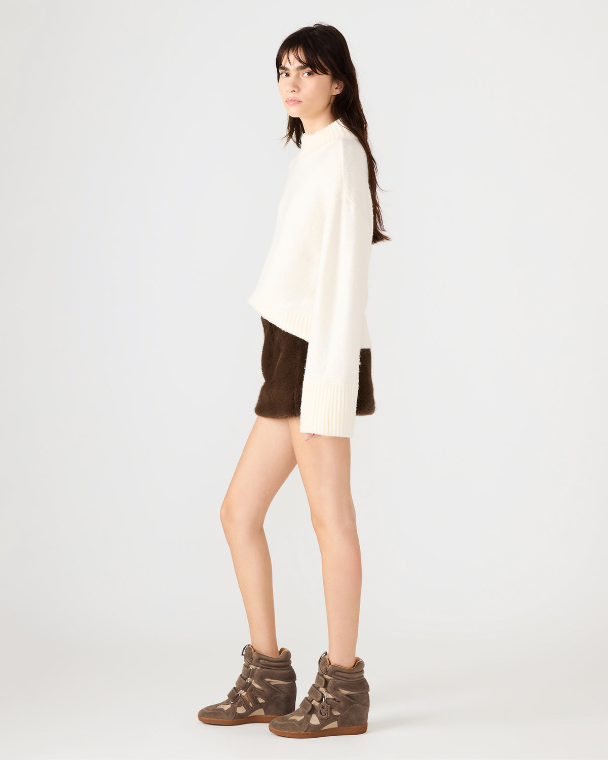 AVIVA Dark Espresso Faux Fur Mini Women's Skirt | Steve Madden