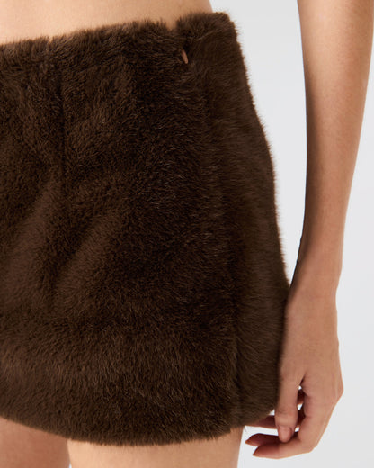 AVIVA Dark Espresso Faux Fur Mini Women's Skirt | Steve Madden
