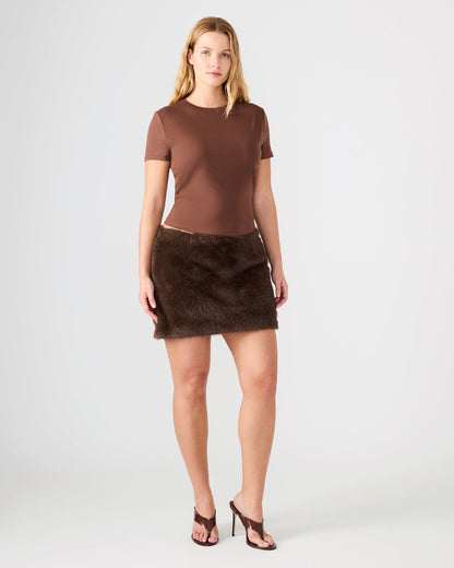 AVIVA Dark Espresso Faux Fur Mini Women's Skirt | Steve Madden