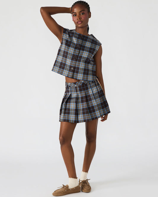 MARGO Brown Plaid Pleated Women's Mini Skirt | Steve Madden