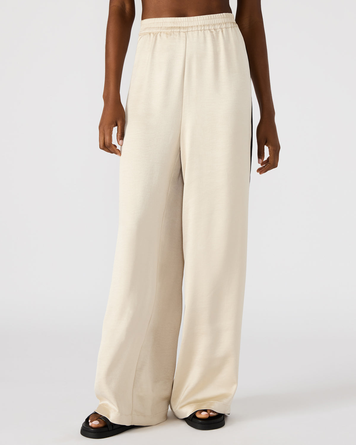 MOXIE Cream Pull-On Contrast Panel Straight Leg Women's Pant | Steve Madden
