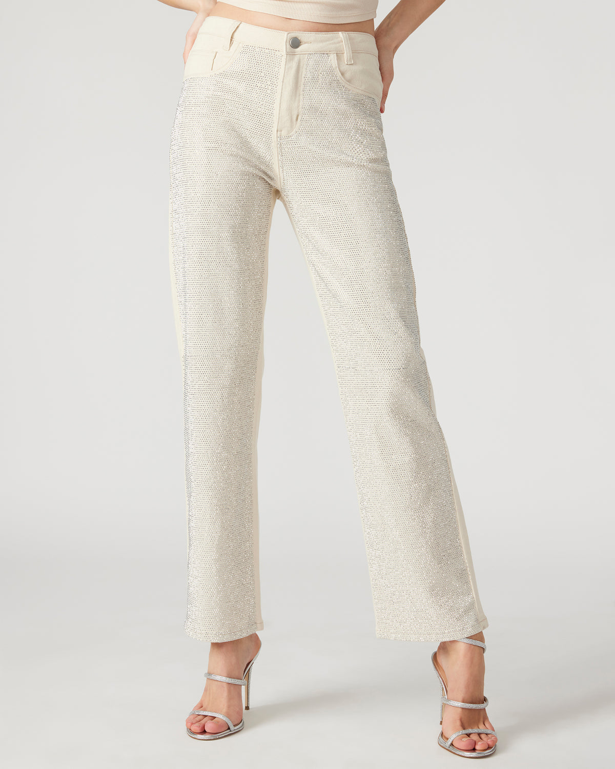 JESSE White Women's Rhinestone Studded Jeans | Steve Madden