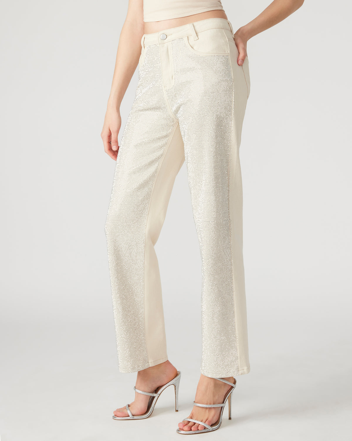 JESSE White Women's Rhinestone Studded Jeans | Steve Madden