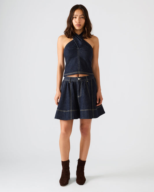 SLOAN Ink Denim Flowy Mini Women's Skirt | Steve Madden