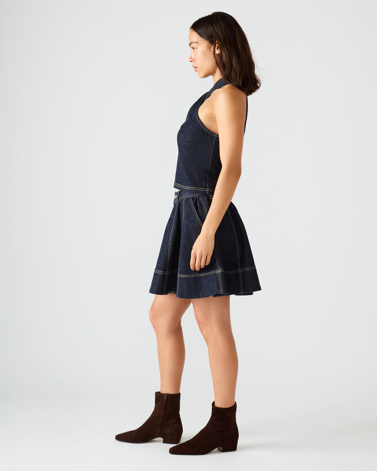 SLOAN Ink Denim Flowy Mini Women's Skirt | Steve Madden
