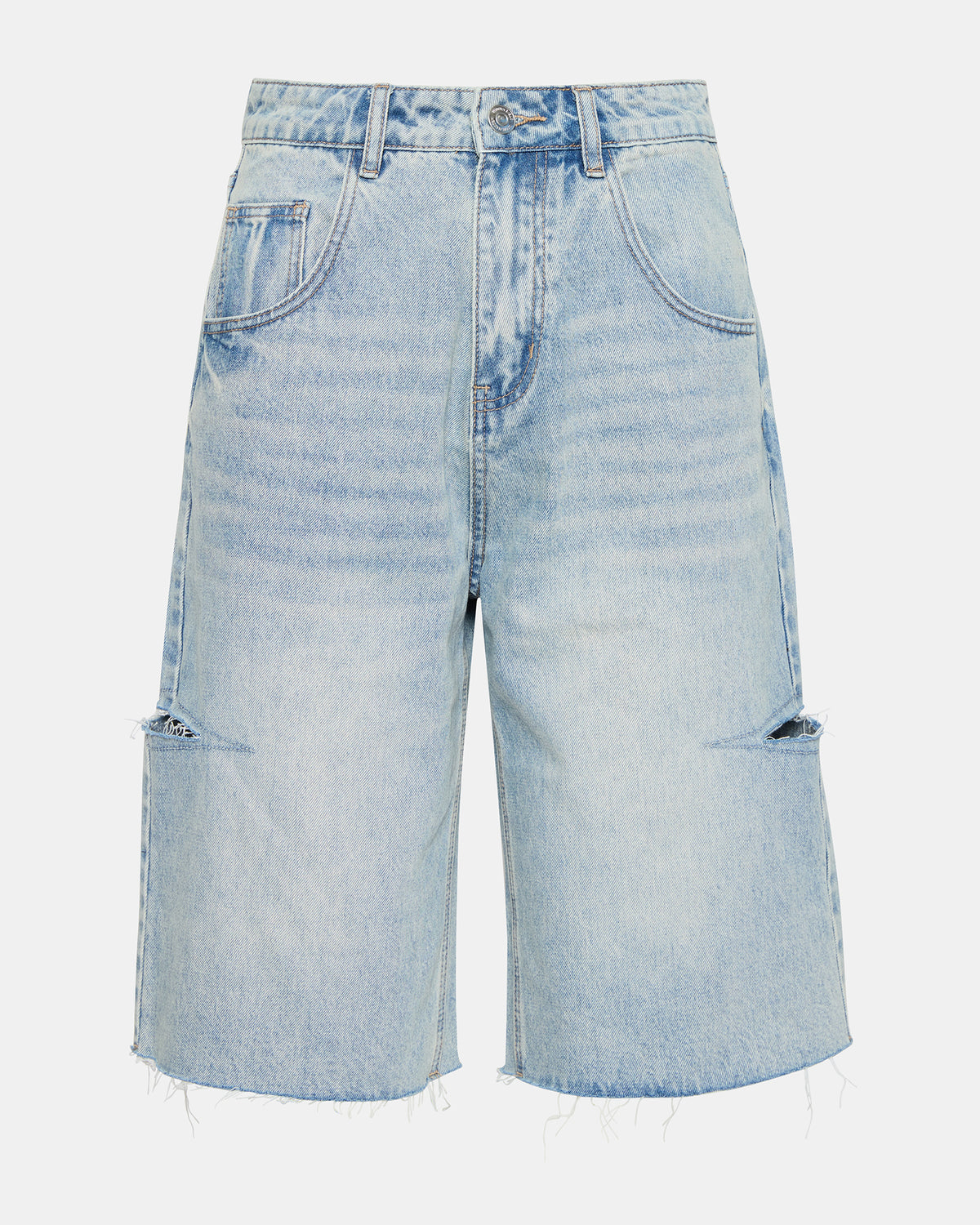 LANGE Denim Women's Side Slit Barrel Shorts | Steve Madden