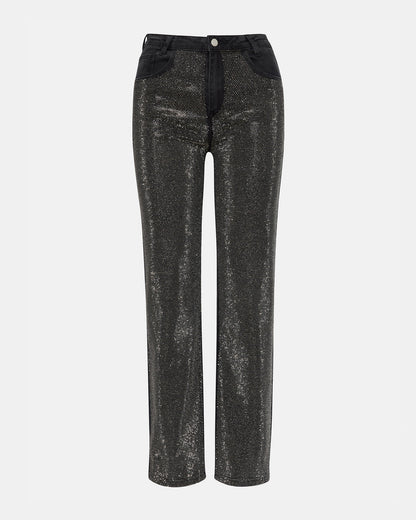JESSE Black Women's Rhinestone Studded Jeans | Steve Madden