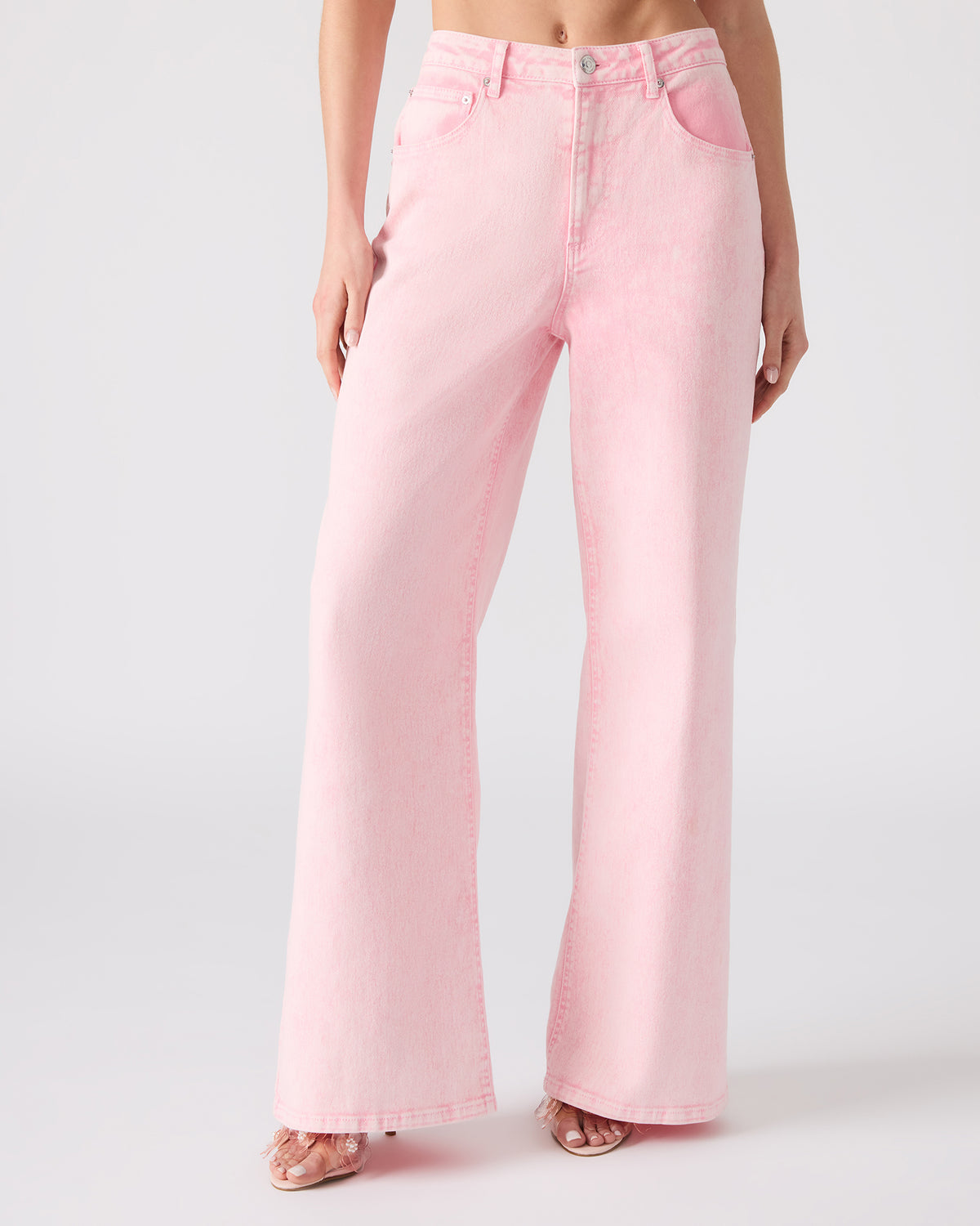 ROZ Pink Wide-Leg Washed Denim Women's Pant | Steve Madden