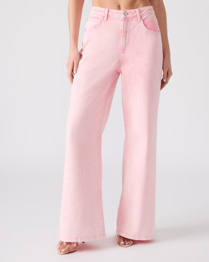ROZ Pink Wide-Leg Washed Denim Women's Pant | Steve Madden