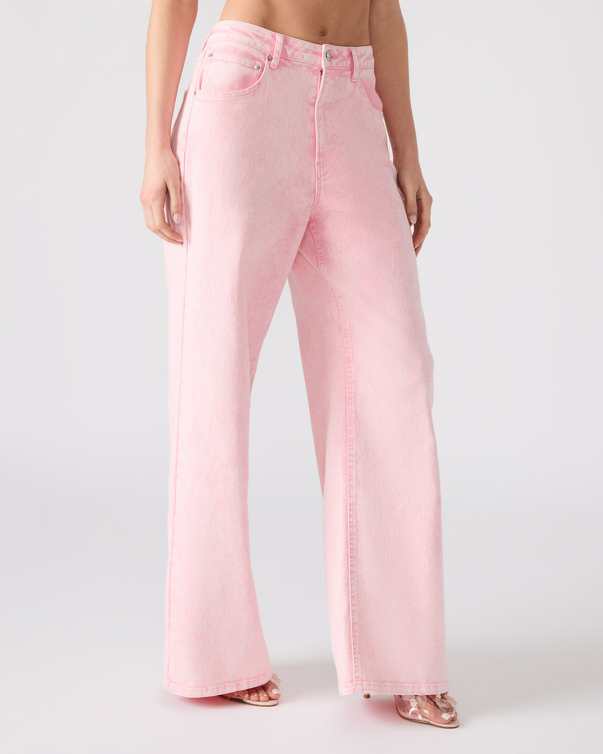 ROZ Pink Wide-Leg Washed Denim Women's Pant | Steve Madden