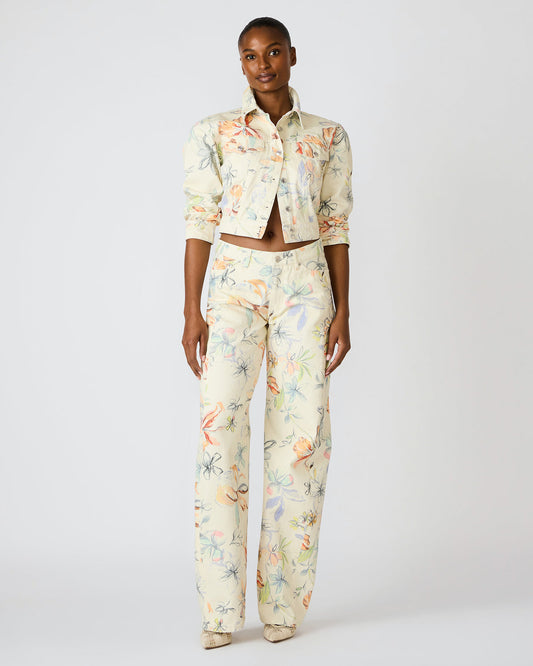 RORI Vintage Ivory Straight-Leg Denim Floral Print Women's Bottoms | Steve Madden