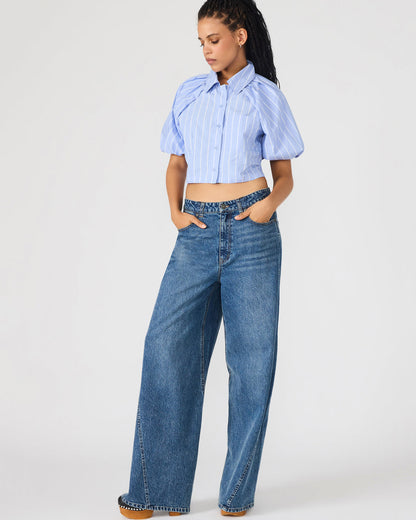 MELLIE Midnight Blue Denim Wide-Leg Women's Jeans | Steve Madden