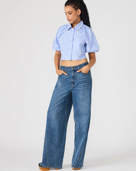 MELLIE Midnight Blue Denim Wide-Leg Women's Jeans | Steve Madden