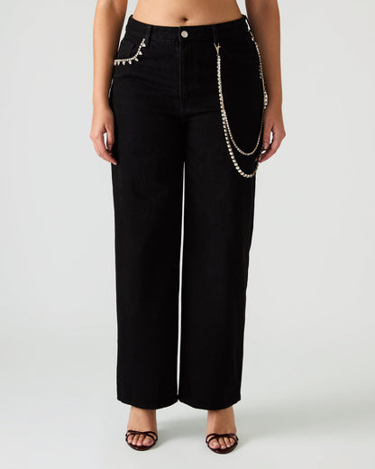 SWIFT Black Wide-Leg Denim Chain Women's Jean | Steve Madden