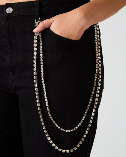 SWIFT Black Wide-Leg Denim Chain Women's Jean | Steve Madden