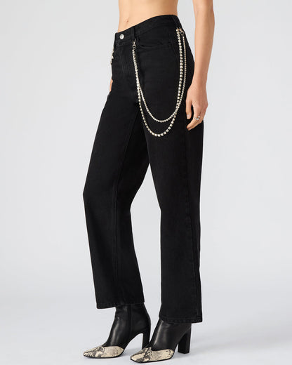 SWIFT Black Wide-Leg Denim Chain Women's Jean | Steve Madden