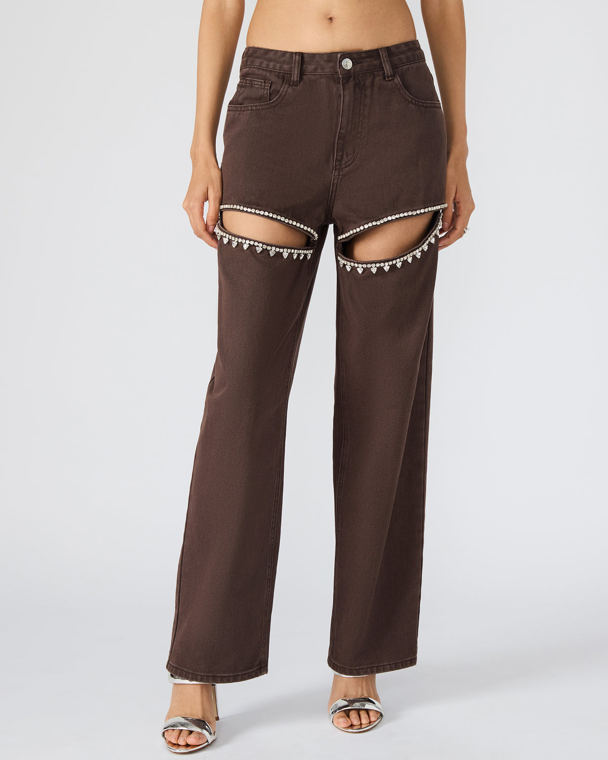 TAYLOR Jean Cocoa Brown Women's Cutout Jeans | Steve Madden