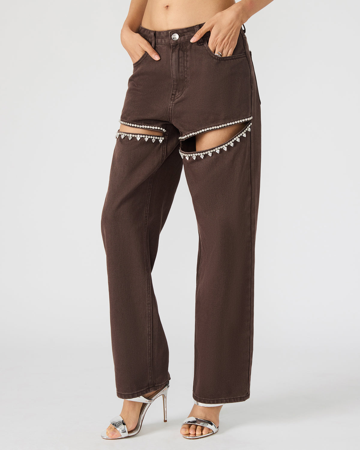 TAYLOR Jean Cocoa Brown Women's Cutout Jeans | Steve Madden