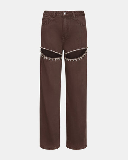 TAYLOR Jean Cocoa Brown Women's Cutout Jeans | Steve Madden