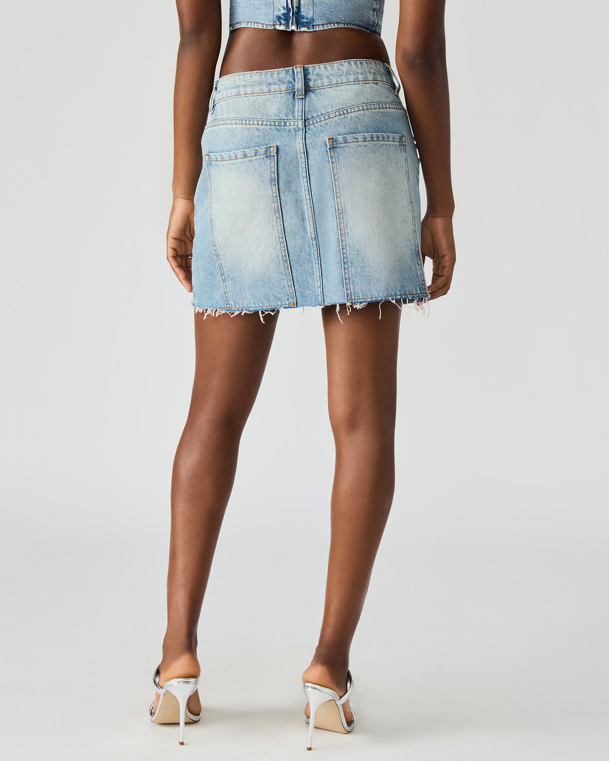 ERAS Denim Rhinestone Embellished Matching Set Mini Women's Skirt | Steve Madden