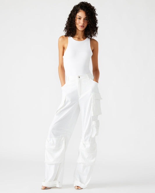 DUO White Sequin Women's Utility Cargo Pants | Steve Madden