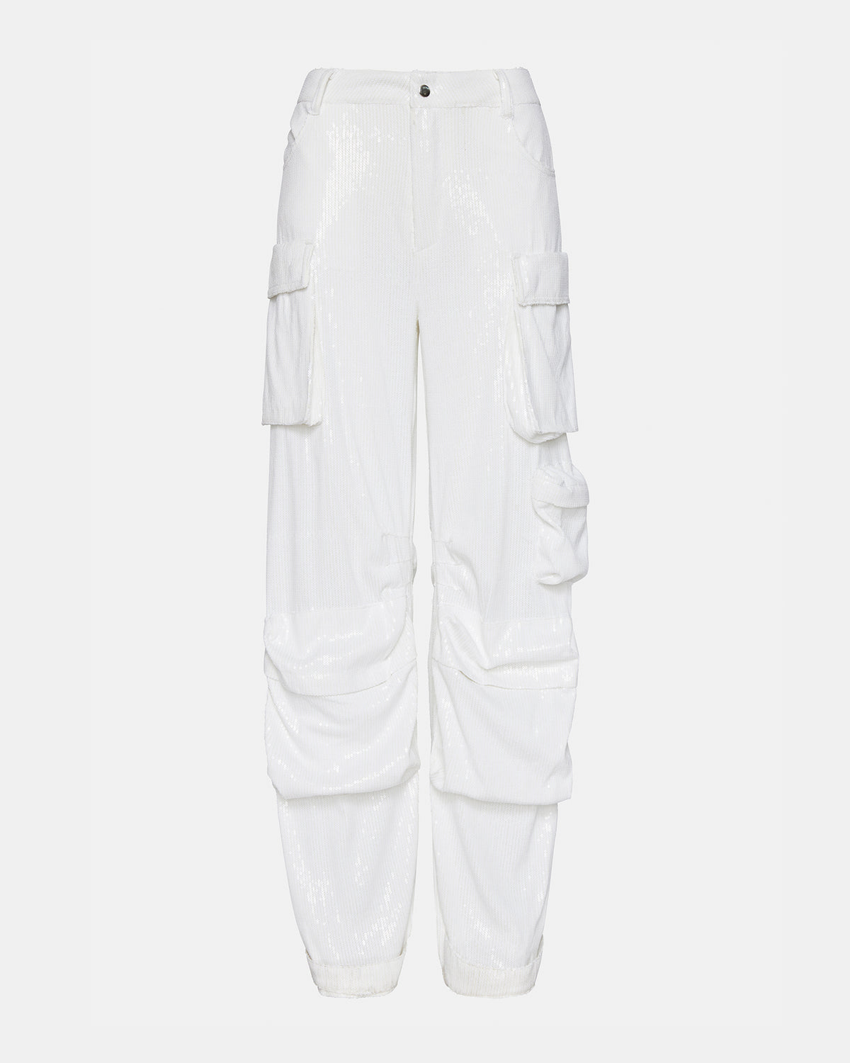 DUO White Sequin Women's Utility Cargo Pants | Steve Madden
