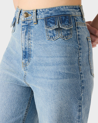 GERALDINE Forever Blue Denim Straight-Leg Women's Jeans | Steve Madden