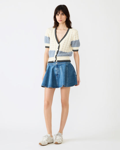 LILLIANY Aruba Blue Pleated Denim Mini Women's Skirt | Steve Madden