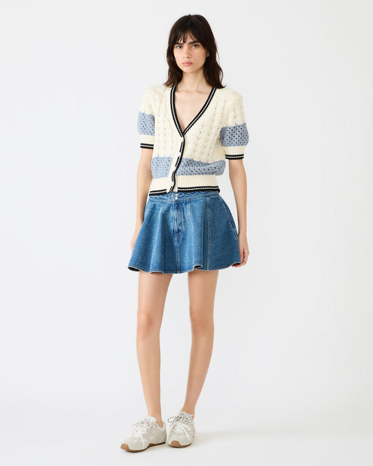 LILLIANY Aruba Blue Pleated Denim Mini Women's Skirt | Steve Madden