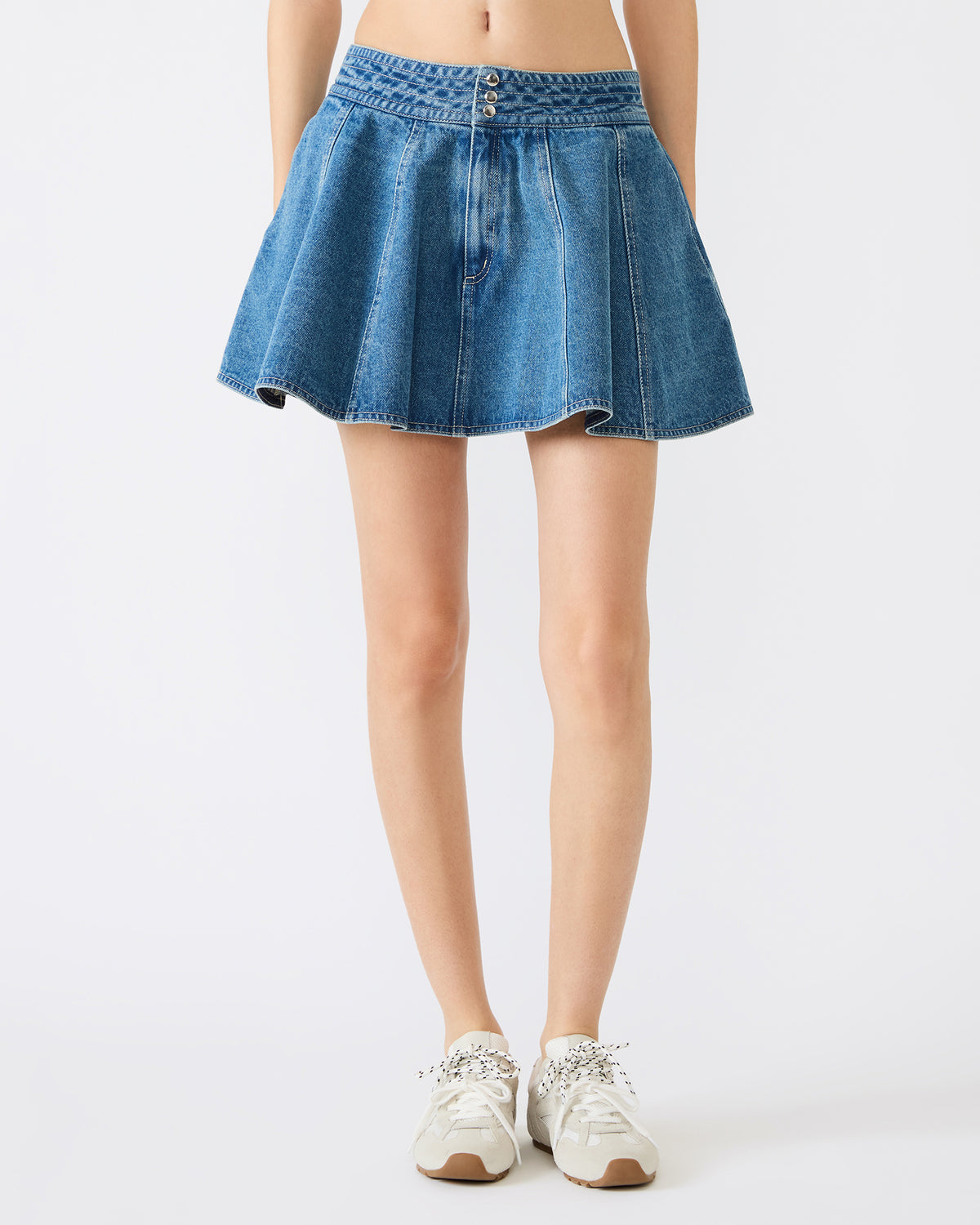 LILLIANY Aruba Blue Pleated Denim Mini Women's Skirt | Steve Madden