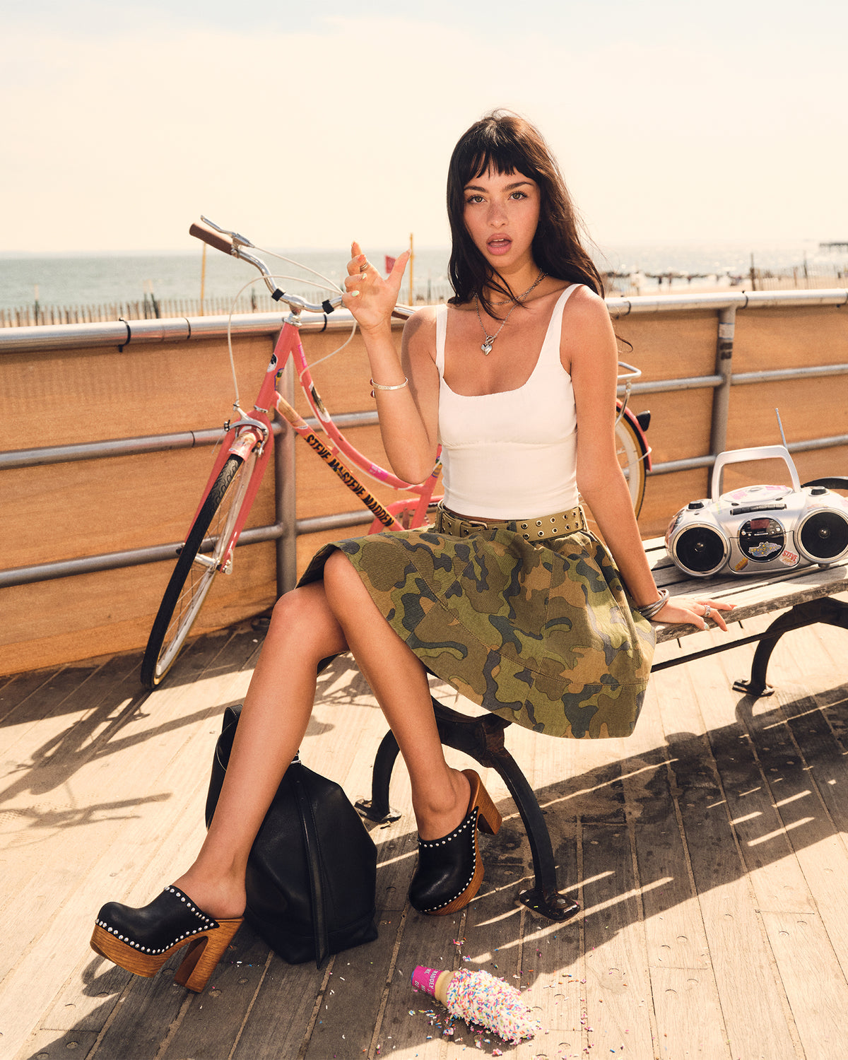 SLOAN Camouflage Mini Denim A-Line Women's Skirt | Steve Madden