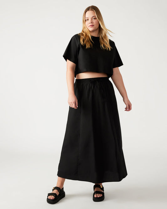 SUNNY Skirt Black | Women's A-Line Maxi Skirt | Steve Madden